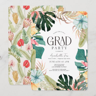 Invitation Diplôme de Plante de la flore tropicale et botaniq