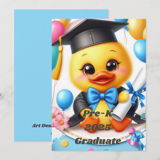 Invitation Diplômé de pré-maternelle 2025 Style 2 (Devant / Derrière)