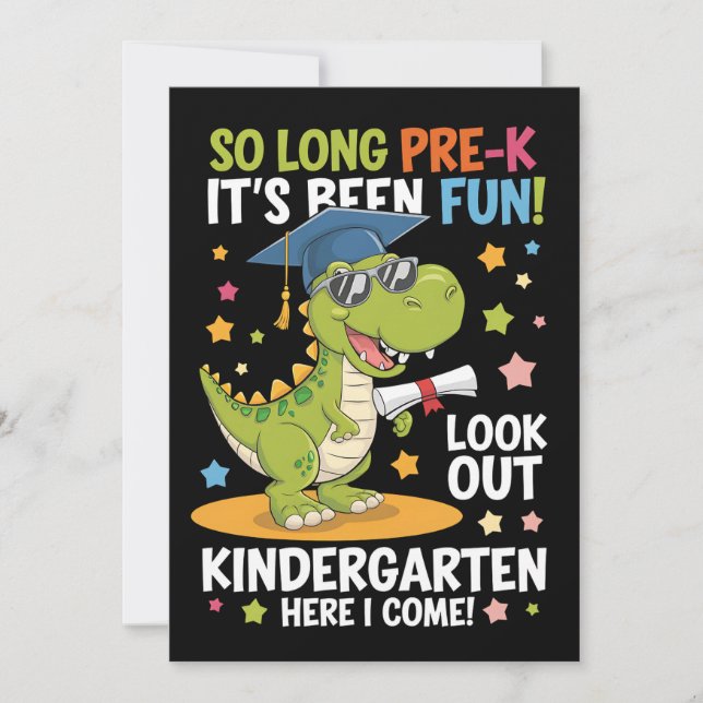 Invitation Diplômé de pré-maternelle jardin d'enfants dinosau (Devant)