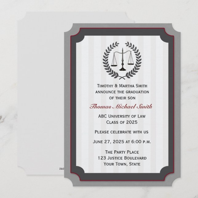 Invitation Diplôme d'études de droit (Devant / Derrière)