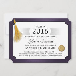 Invitation Diplôme d'études supérieures Purple & Gold