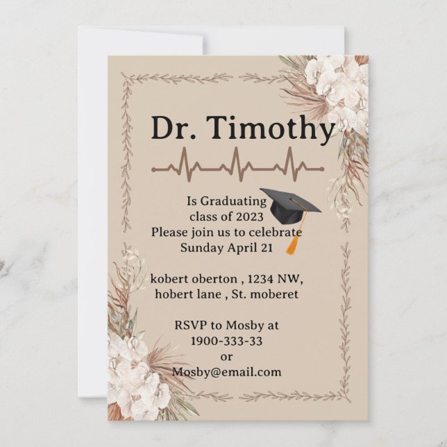 Invitation Diplôme d'étudiant en médecine modifiable Invitati (Devant)
