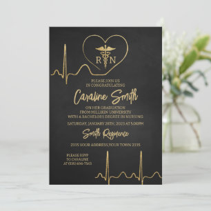 Invitation Diplôme d'infirmière en soins médicaux Or noir
