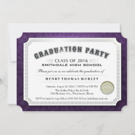Invitation Diplôme d'Invitation blanc et violet 2016