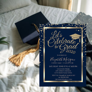 Invitation Diplôme d'or Diamants de la casquette Marine Bleu 