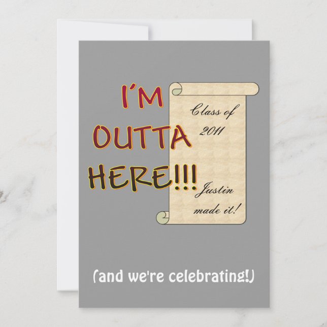 Invitation Diplômé d'Outta Here (Devant)
