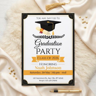 Invitation Diplômé Élégant