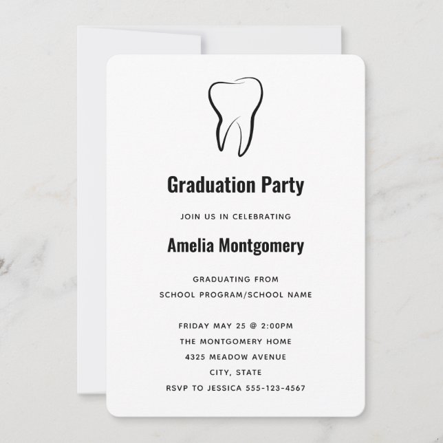 Invitation Diplôme en graphisme Médicale pour dents dentaires (Devant)