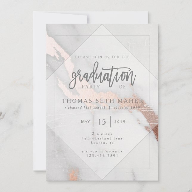 INVITATION DIPLÔME EN MARBRE ET EN OR ROSE (Devant)