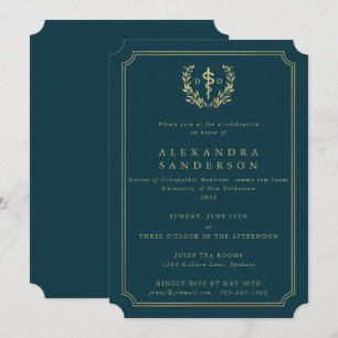 Invitation Diplômé en médecine ostéopathique sarcelle/or