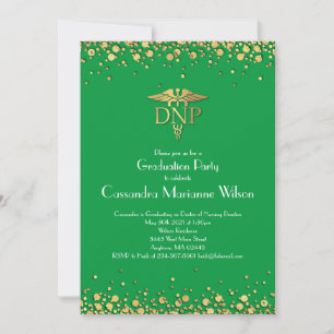 Invitation Diplômé en pratique infirmière verte et or