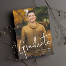 Invitation Diplômé en Script moderne Diplôme en photo simple