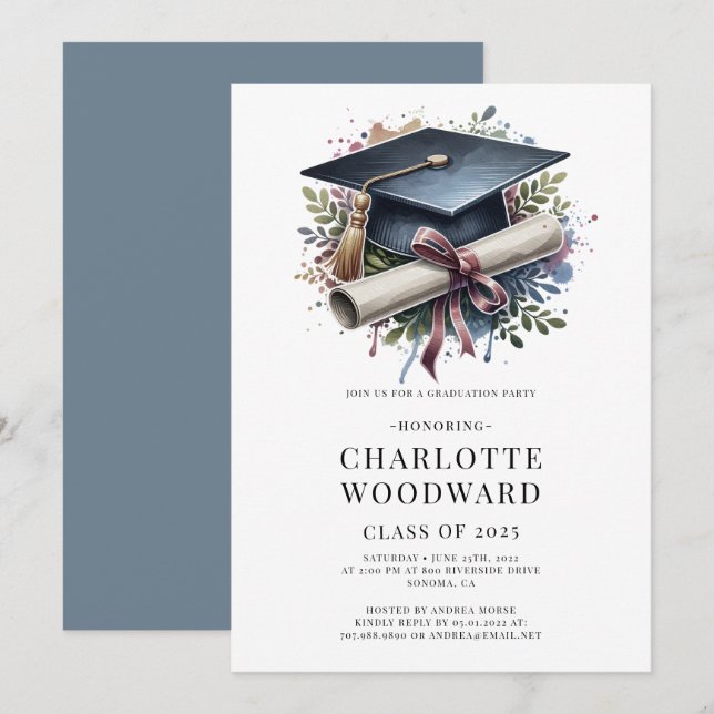 Invitation Diplôme et diplôme de fin d'études (Devant / Derrière)