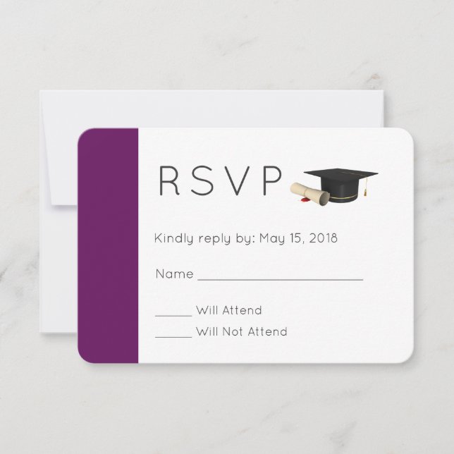 Invitation Diplôme et diplôme en violet RSVP (Devant)