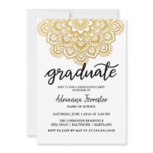 Diplômé Faux Gold Foil Mandala Motif