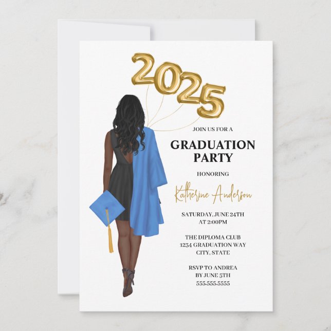Invitation Diplôme féminin afro-américain en 2025 (Devant)