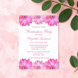 Invitation Diplôme Floral Rose