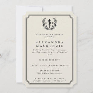 Invitation Diplôme MD Asclepius + Couronne de Laurier Graduat