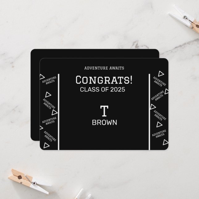 Invitation Diplôme noir et blanc Personnalisé (Devant/Arrière en situation)