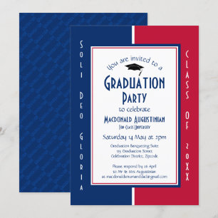 Invitation DIPLÔME Personnalisé Christian Rouge Blanc Bleu