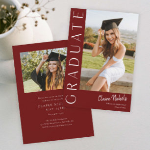 Invitation Diplôme Photo Vertical Moderne