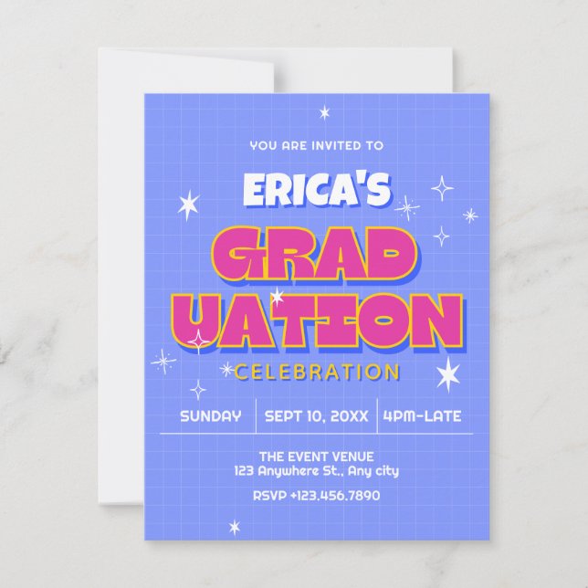 Invitation Diplôme pop rétro (Devant)