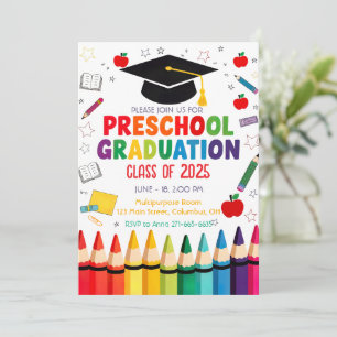 Invitation Diplôme préscolaire modifiable Crayon Thème