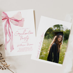 Invitation Diplômé Ruban Rose 