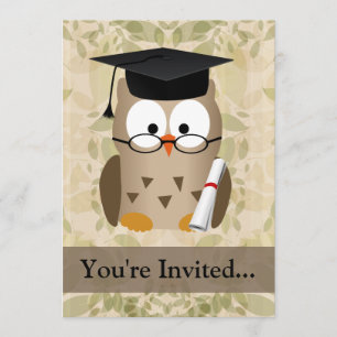 Invitation Diplômé sage mignon de hibou
