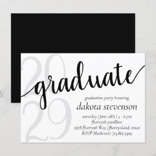 Invitation Diplôme simple Noir et blanc minimaliste