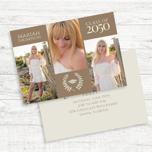 Invitation Diplômé Trois Photo Simple Neutre Créatif