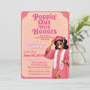 Invitation Diplômée afro-américaine avec mention en Bubble Gu