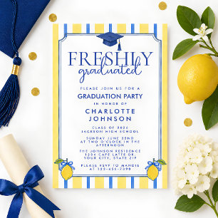 Invitation Diplômée de fraîche date Aquarelle Citron Graduati