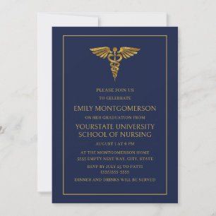 Invitation Diplômée de l'école d'infirmières moderne bleu mar