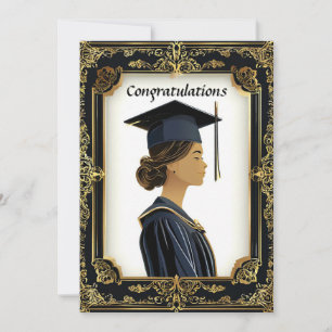 Invitation Diplômée Féminine Élégante en Pose