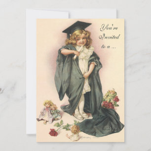 Invitation Diplômée Vintage, Fille portant une casquette et u