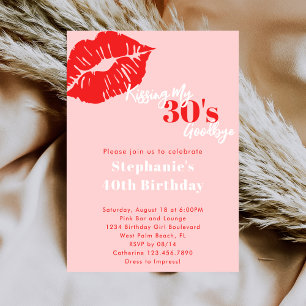 Invitation Dire adieu à mes 30 ans Rose et Rouge 40e Annivers