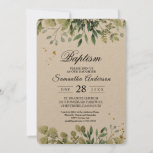 Invitation Direction des Feuilles verts Kraft