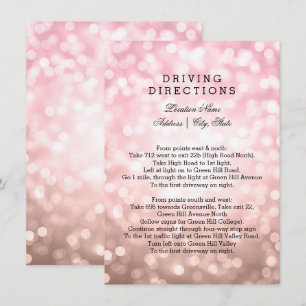Invitation Directions de conduite mariage Rose Lumières rose 