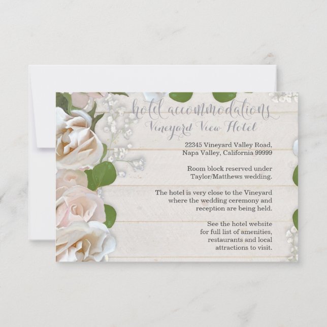 Invitation Directions routières de l'hôtel Rustic Wood Blush  (Dos)