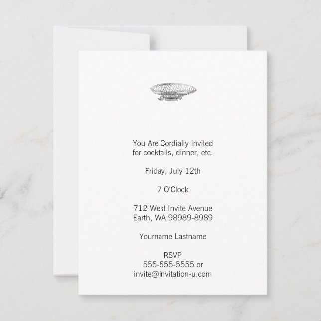 Invitation Dirigeable (Style Typographique) (Devant)
