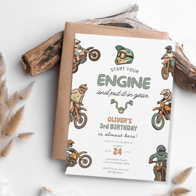 Invitation Dirt bike boy 3rd birthday (Créateur téléchargé)