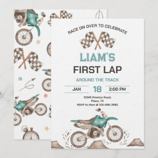 Invitation Dirt Bike First Lap Birthday Party