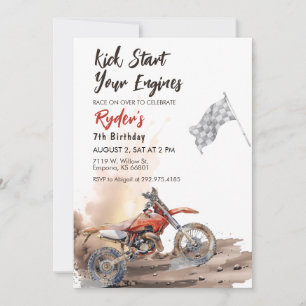 Invitation Dirt Bike N'Importe Quel Âge Anniversaire Invitati