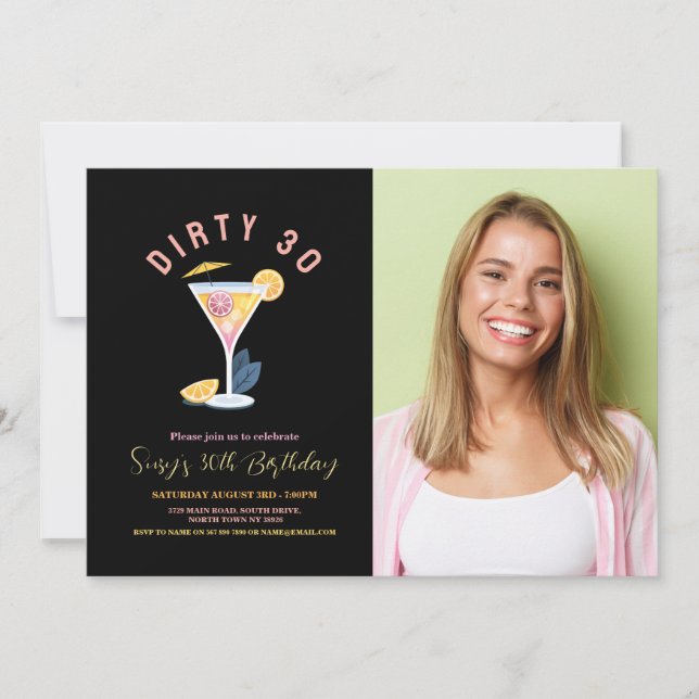 Invitation Dirty 30 Femmes Anniversaire Trente Cocktails Phot (Devant)