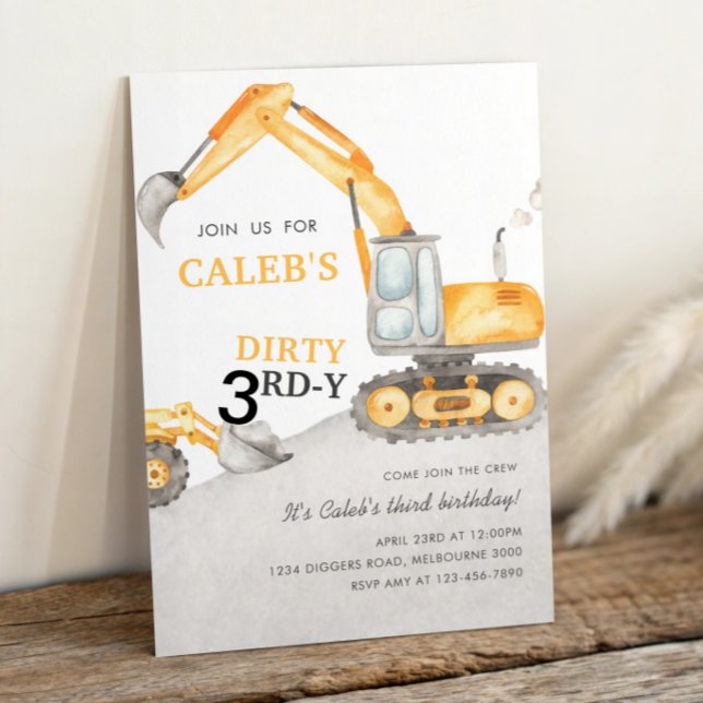 Invitation Dirty 3RD-Y Construction 3rd Birthday Party (Créateur téléchargé)
