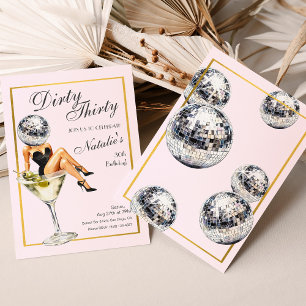 Invitation Dirty Thirty Disco Martini 30e fête d'anniversaire