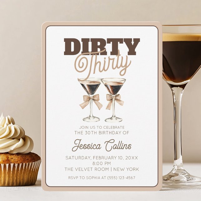 Invitation Dirty Thirty Espresso Cocktail 30e fête d'annivers (Dirty Thirty Espresso Cocktail 30th Birthday Party Invitation)