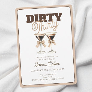 Invitation Dirty Thirty Espresso Cocktail 30e fête d'annivers