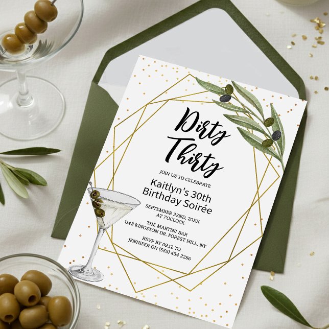 Invitation Dirty Thirty Martini Soirée 30th Birthday Party (Créateur téléchargé)